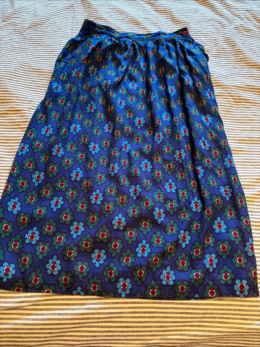 Sag Harbor Blue Floral-Patterned Midi Skirt